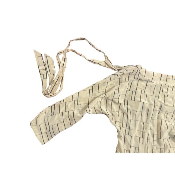 Women XS Dolan Silk Blouse Shirt Top Tie Sleeve Geometric Modern Print - Picture 4 of 6